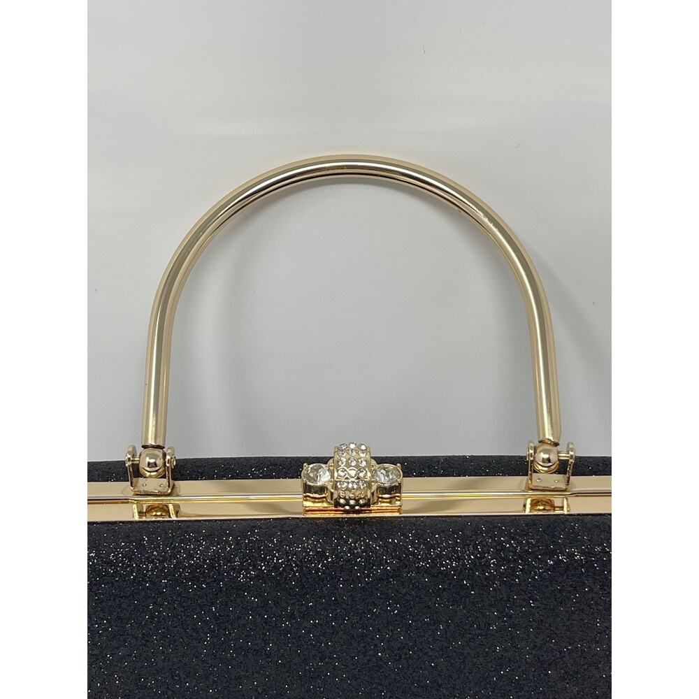 Alessia Purse Black Shimmery Gold Accents Handel New - Picture 4 of 13